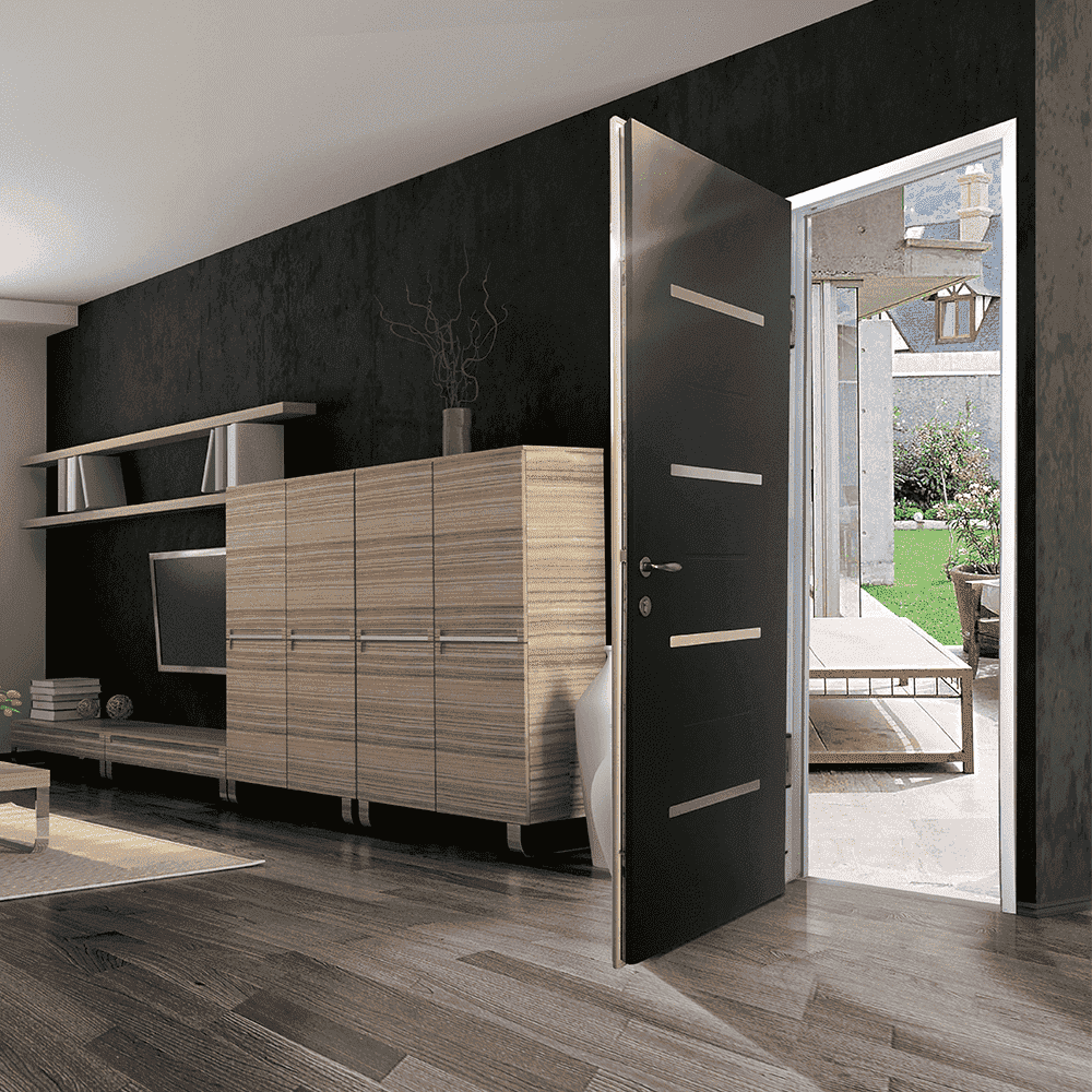 porte d'entrée en aluminium moderne et fabriquée en France